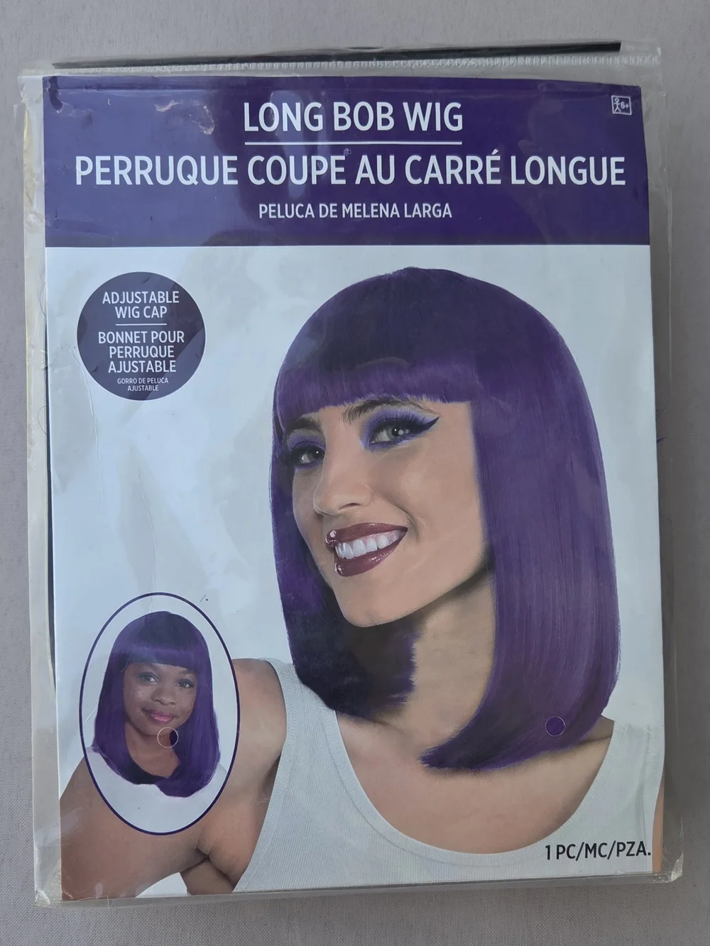 Amscan Purple Long Bob Costume Wig with Bangs